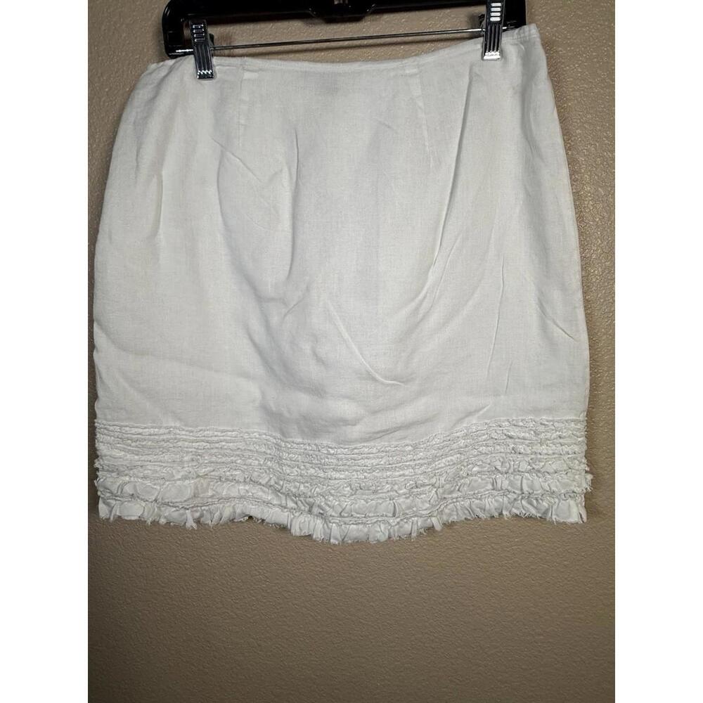 Tommy Bahama Skirt Womens Sz 6 White Ruffled  Linen Cottagecore Boho Resort